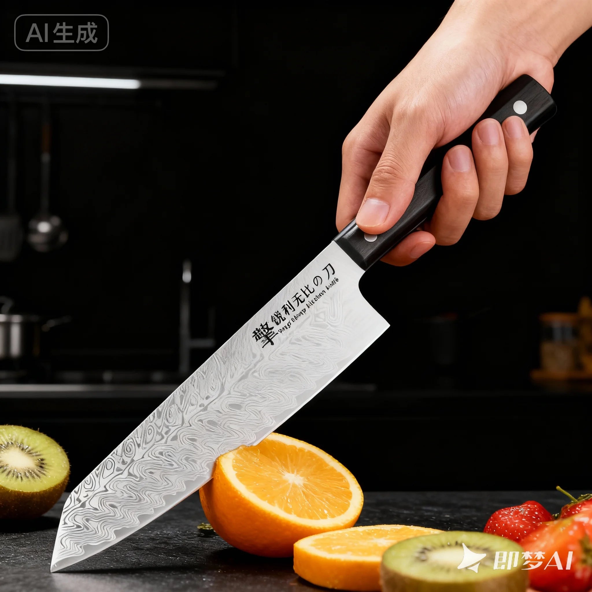Damascus Textured Kitchen Knife – Premium Japanese Chef’s Knife for Meat, Vegetables & Fruits