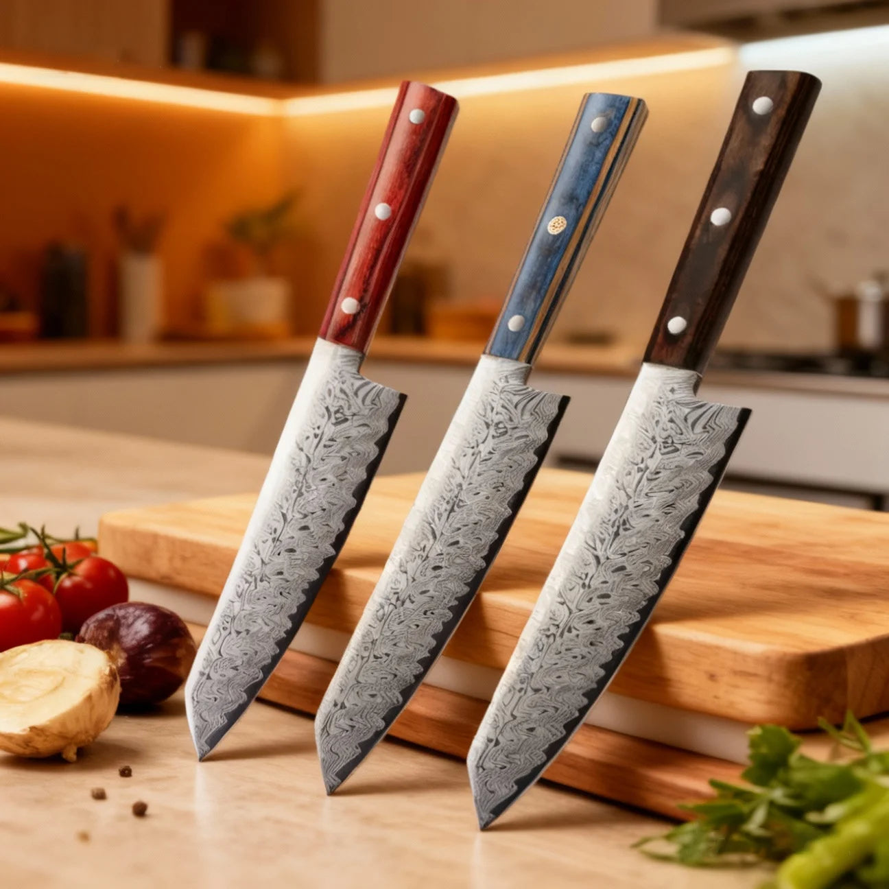 Professional Japanese Damascus Chef Knife – High-Quality Kitchen Knife for Meat, Fruits & Culinary Tasks