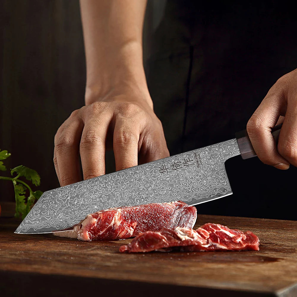 7-inch Japanese Kiritsuke Knife Damascus Steel Kitchen Sharp Cutting Meat Vegetable Cleaver Handmade Professional Chef Knives