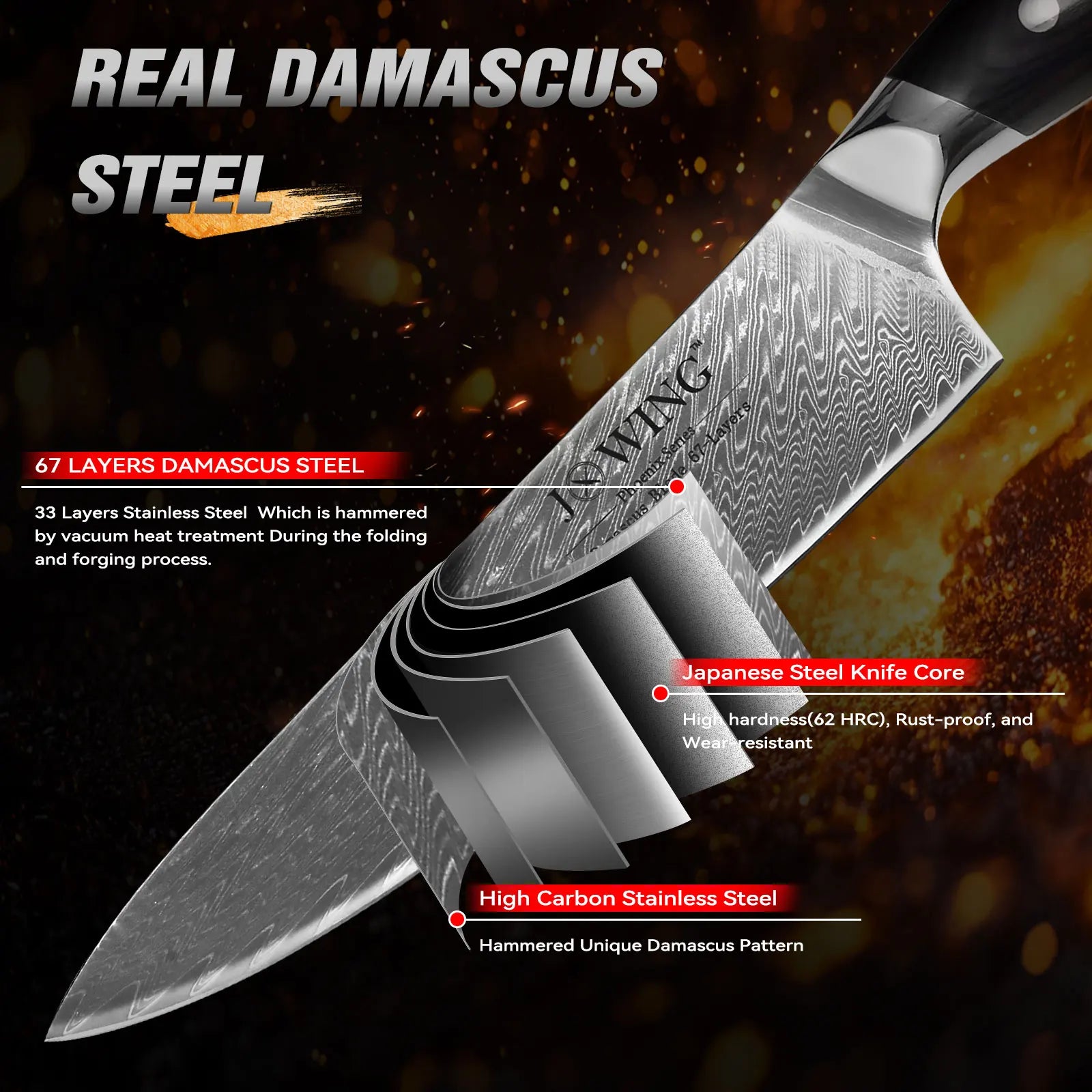 Professional Damascus Steel Petty Knife – 67-Layer Sharp Japanese Chef’s Knife for Meat, Vegetables & All-Purpose Kitchen Cutting