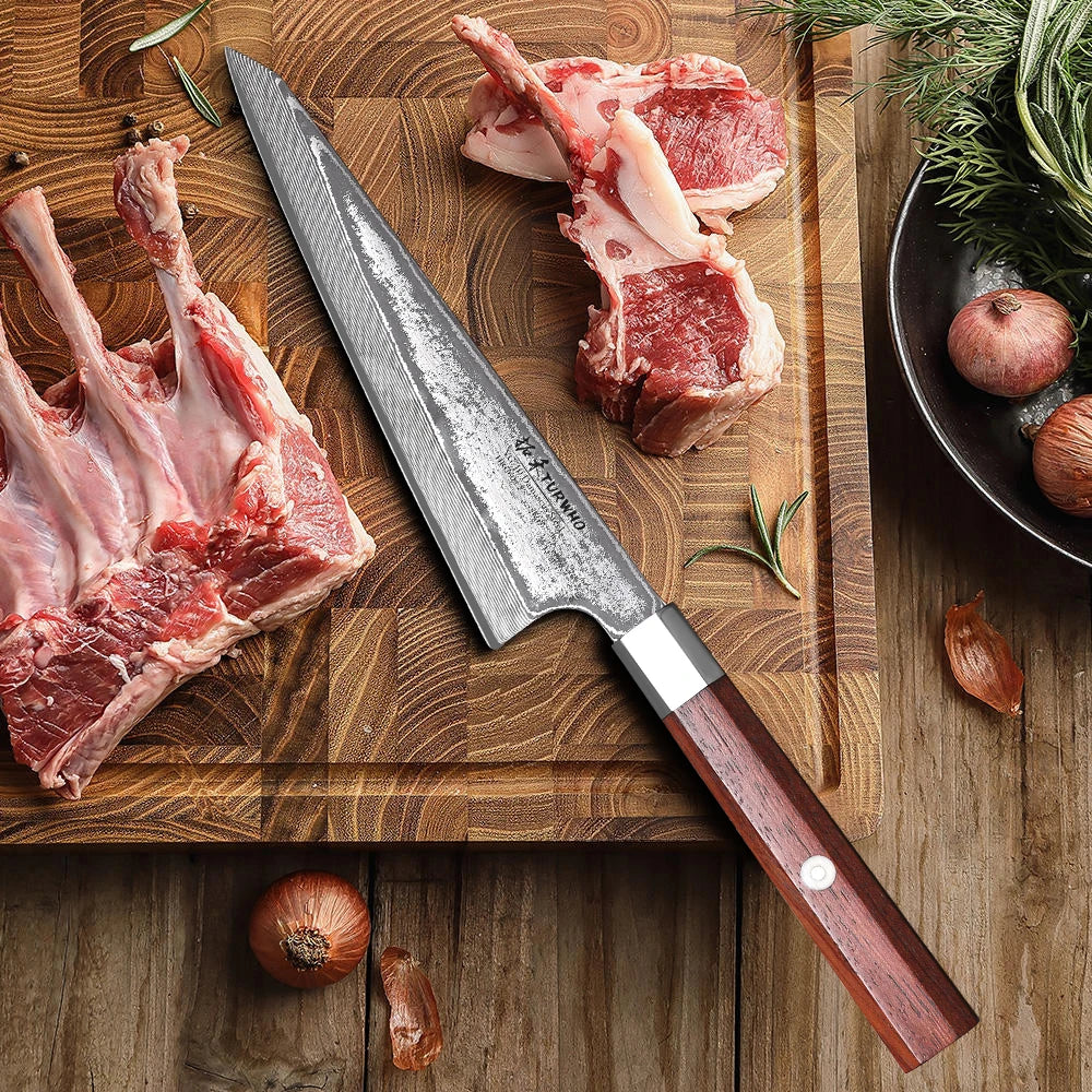 TURWHO 6" Honesuki Knife – Hand-Forged Damascus Steel Japanese Chef Knife for Boning & Kitchen Precision