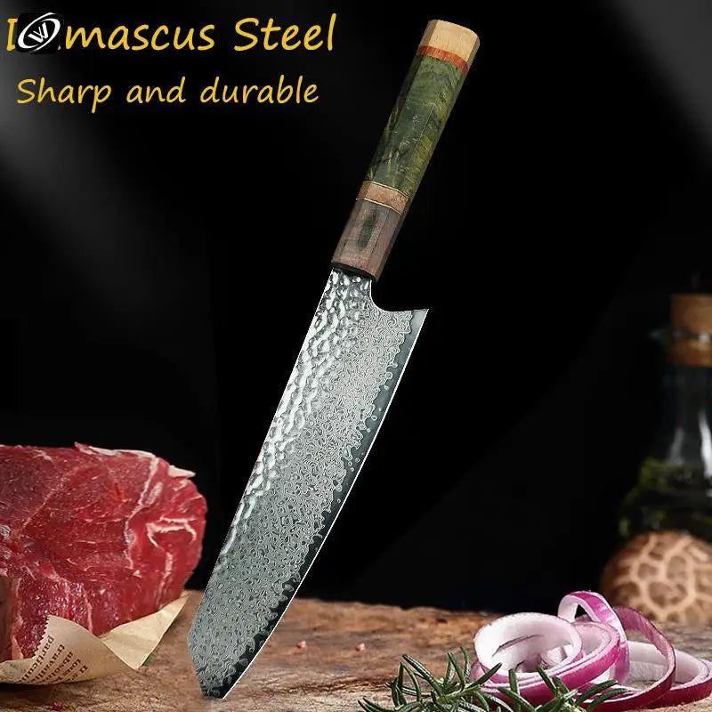 8 Inch Chef Knife 67 Layers VG10 Damascus Steel Kitchen Knives Stabilized Colored Wood Handle Professional Japanese Knife