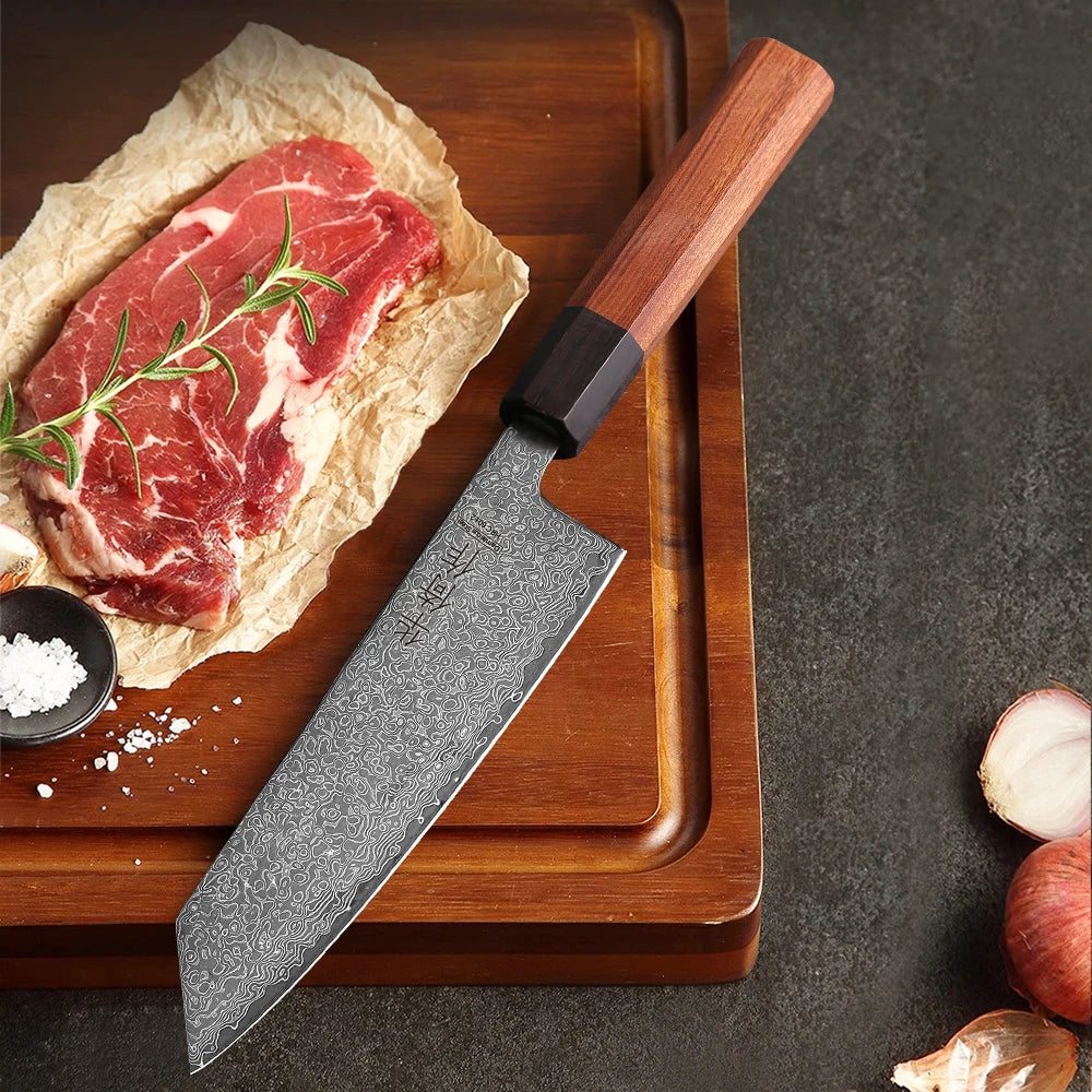 7-inch Japanese Kiritsuke Knife Damascus Steel Kitchen Sharp Cutting Meat Vegetable Cleaver Handmade Professional Chef Knives