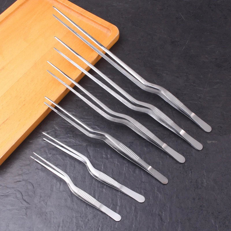 3/1Pcs Kitchen Tweezer Food Tongs BBQ Cooking Tool Stainless Steel Portable Barbecue Picnic Tongs for Kitchen Clamp CFQJ008
