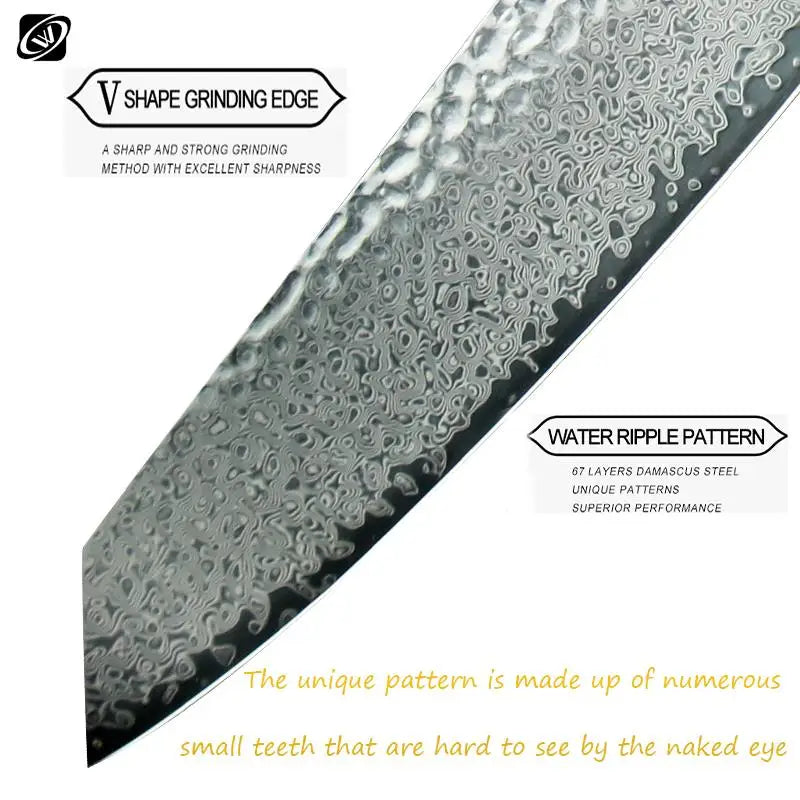 8 Inch Chef Knife 67 Layers VG10 Damascus Steel Kitchen Knives Stabilized Colored Wood Handle Professional Japanese Knife