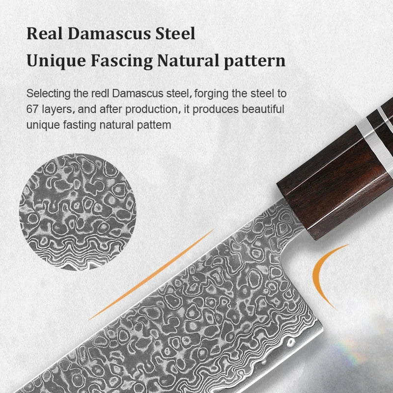 Baovim Damascus Steel Chef Knife – Sharp 20.5cm Professional Kitchen Knife with Ergonomic Handle