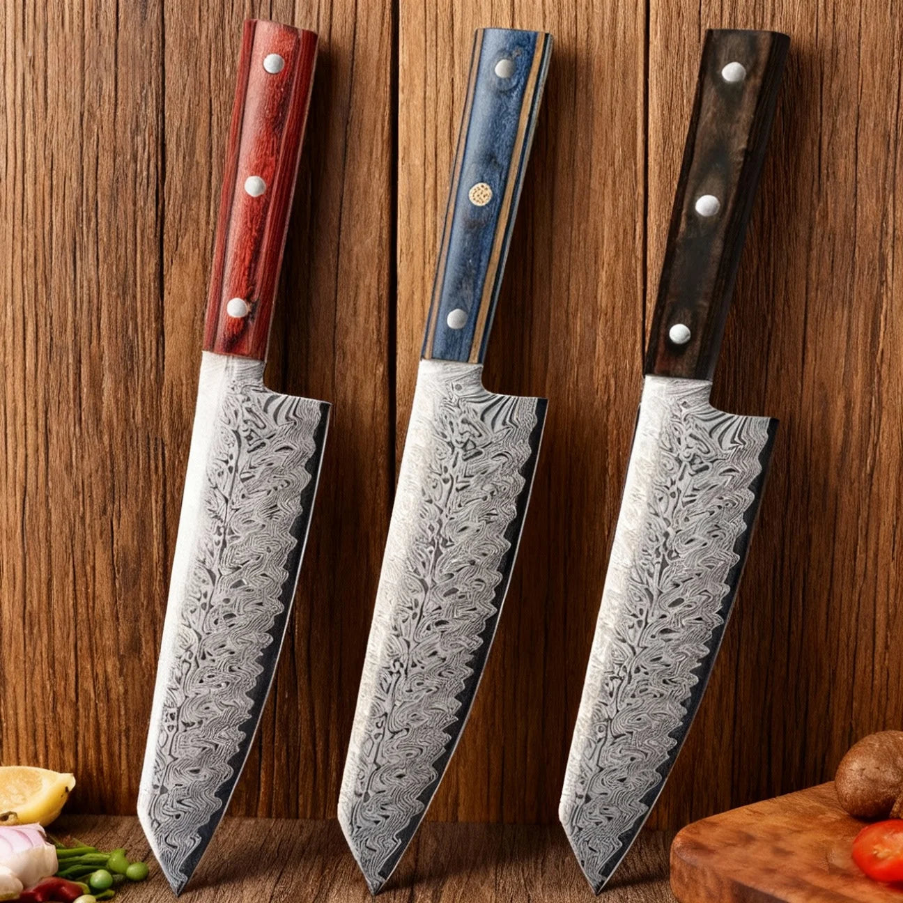 Professional Japanese Damascus Chef Knife – High-Quality Kitchen Knife for Meat, Fruits & Culinary Tasks