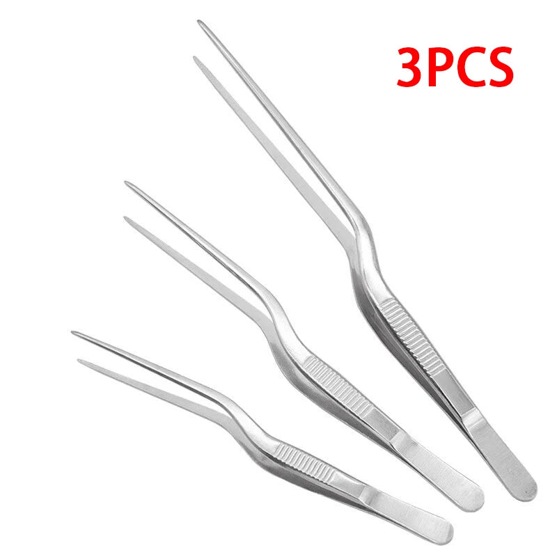 3/1Pcs Kitchen Tweezer Food Tongs BBQ Cooking Tool Stainless Steel Portable Barbecue Picnic Tongs for Kitchen Clamp CFQJ008